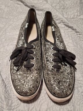 Keds Women's Silver Glitter Lace-Up Sneakers